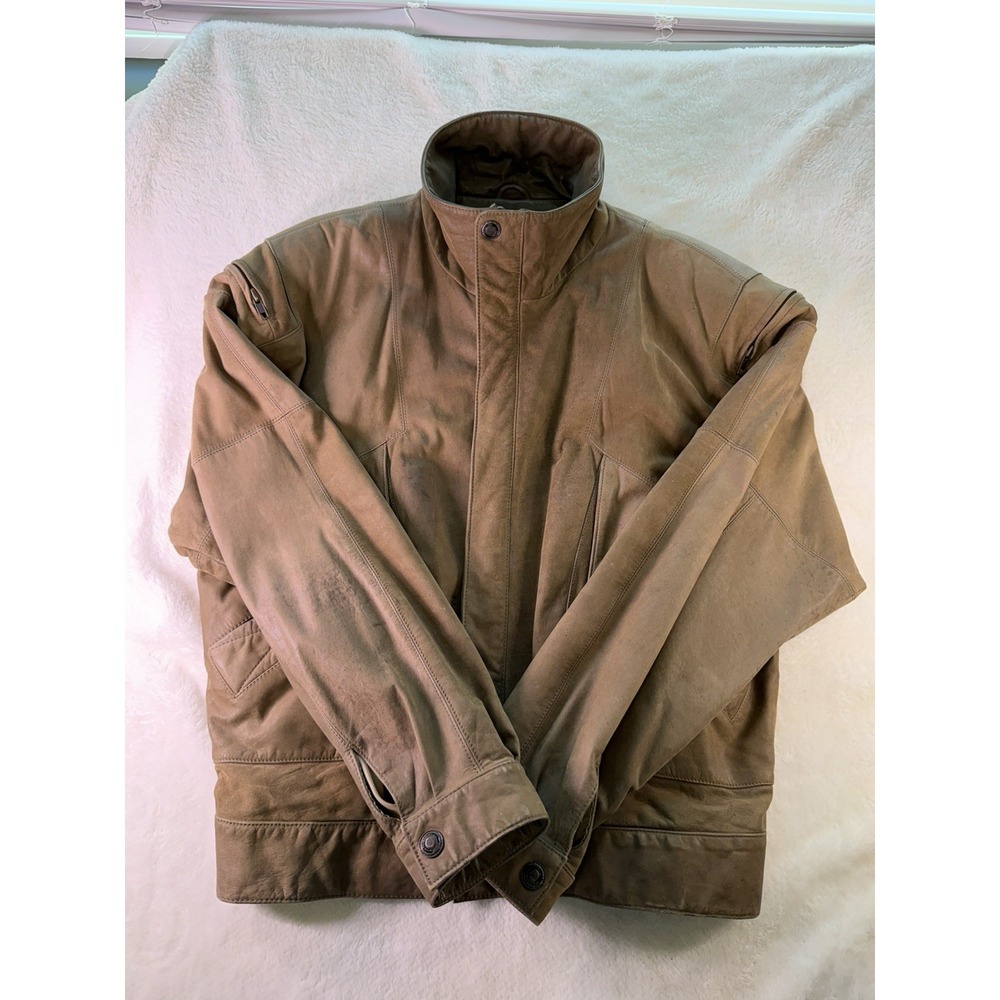 Vintage Leather Jacket Mens Medium Adventure Bound Brown Suede Bomber 90s
